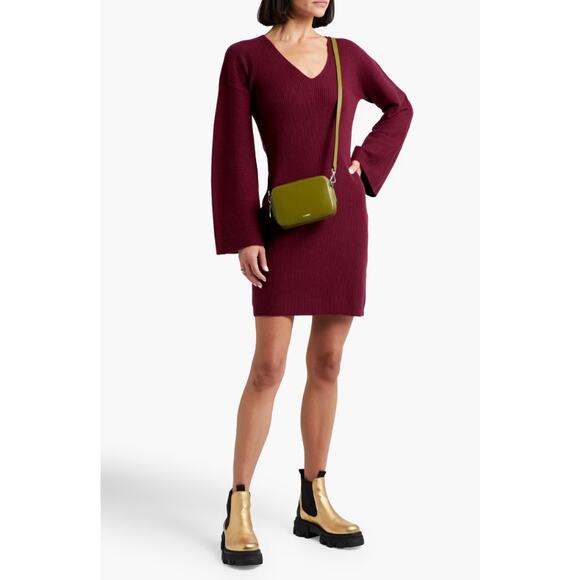 Naadam Womens Twisted Ribbed Wool And Cashmere-Blend Mini Dress Pink XS NWT - Picture 1 of 10